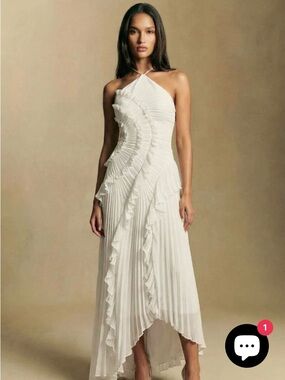 White Chiffon Halter Bridal Engagement Dress